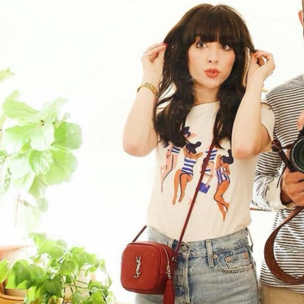 J. Crew Cream Graphic Short Sleeve Tee with Navy & Orange Motif